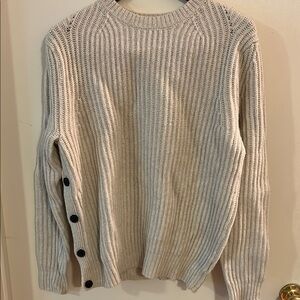 All Saints Men's Cream Sweater with Button Detail